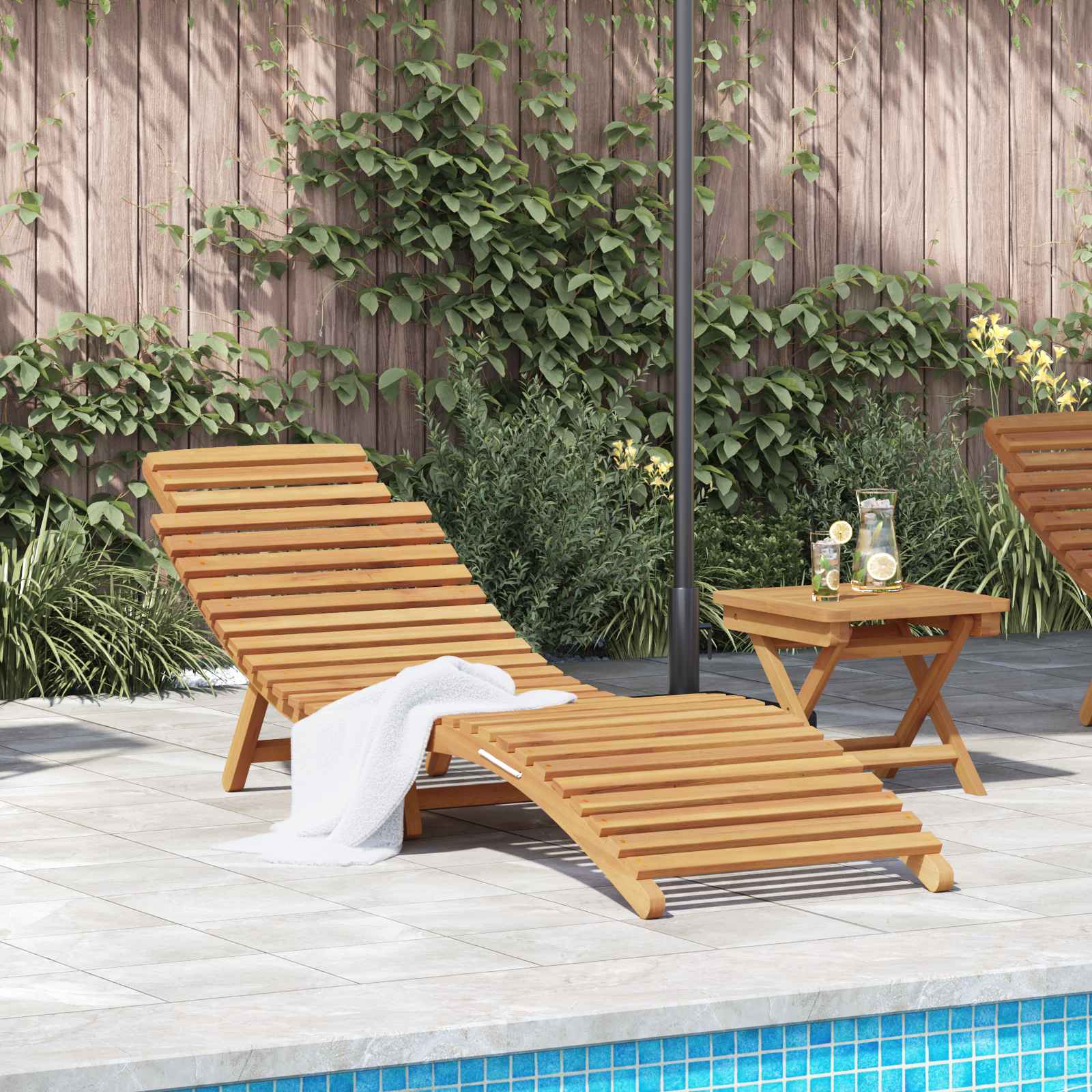 Sonnenliege Braun 198 X 55 X 58,5 Cm Massivholz Teak