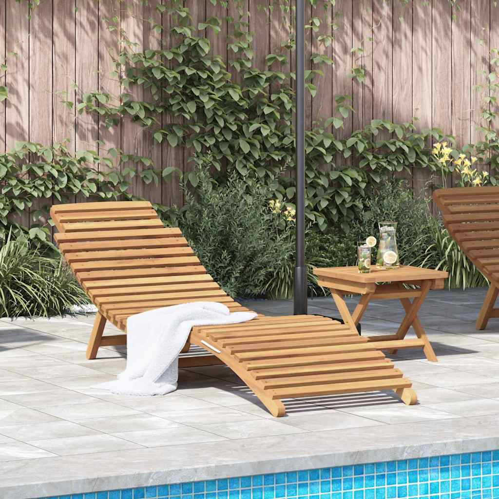 Sonnenliege Braun 198 X 55 X 58,5 Cm Massivholz Teak