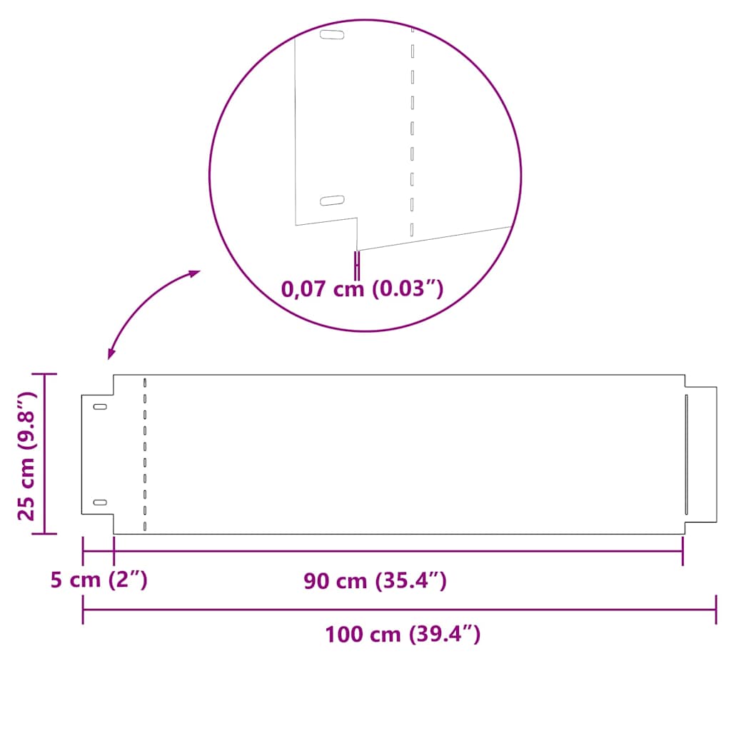 Rasenkanten 10 Pcs Silber 100 X 25 X 0,07 Cm Verzinkter Stahl