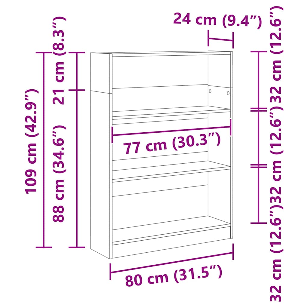 Bücherregal 80 X 24 X Holzwerkstoff