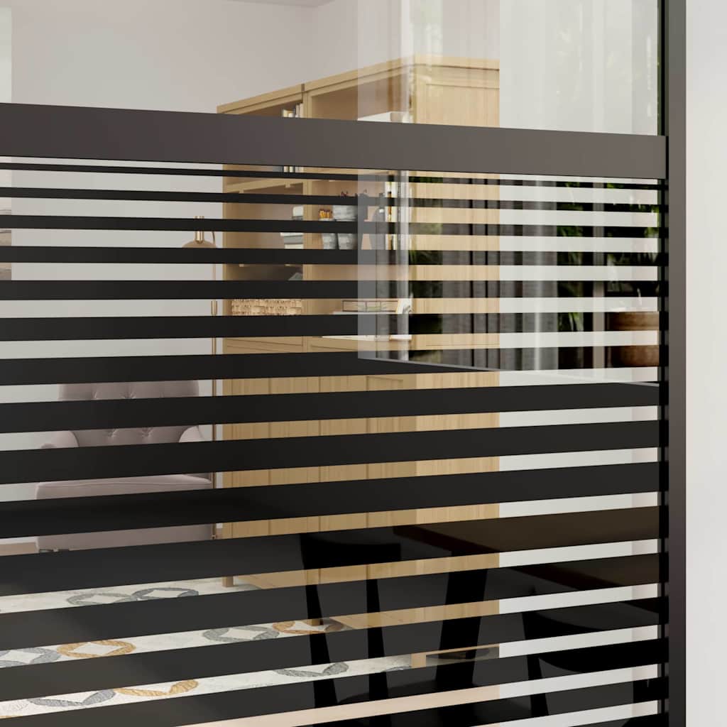Glastür Gestreift Schwarz 102,5 X 2 X 205 Cm Aluminium