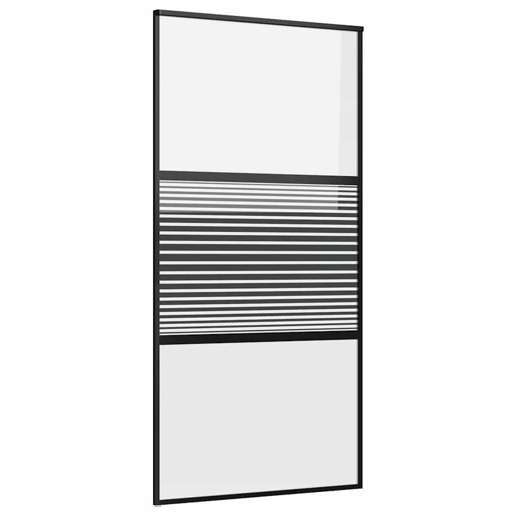 Glastür Gestreift Schwarz 102,5 X 2 X 205 Cm Aluminium