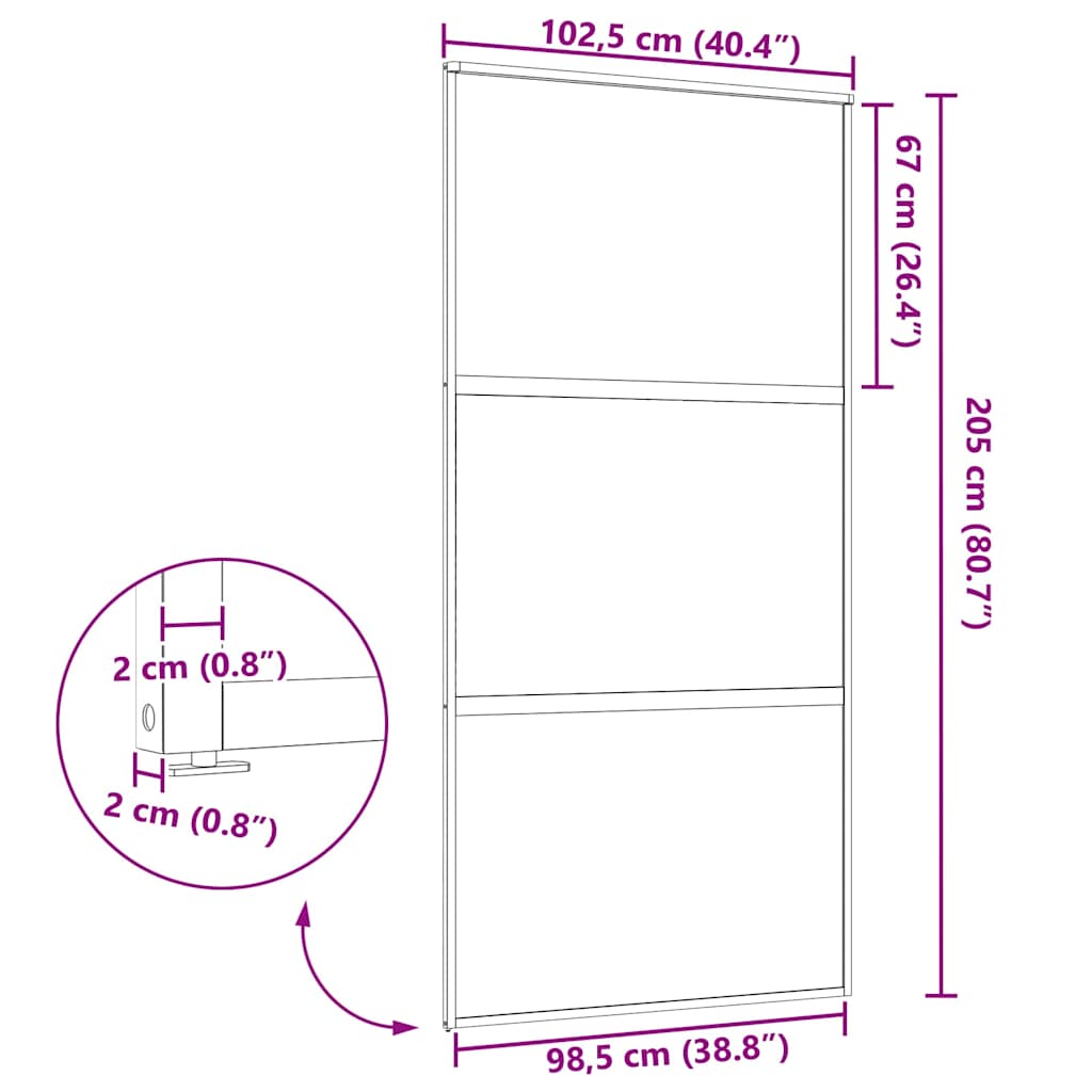 Glastür Gestreift Schwarz 102,5 X 2 X 205 Cm Aluminium