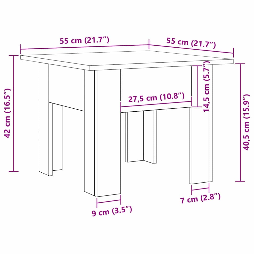 Couchtisch 55 X 55 X 42 Cm Holzwerkstoff