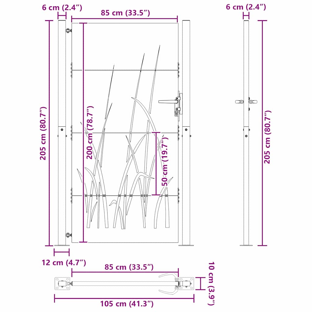 Gartentor 110 X 205 Cm Pulverbeschichteter Stahl