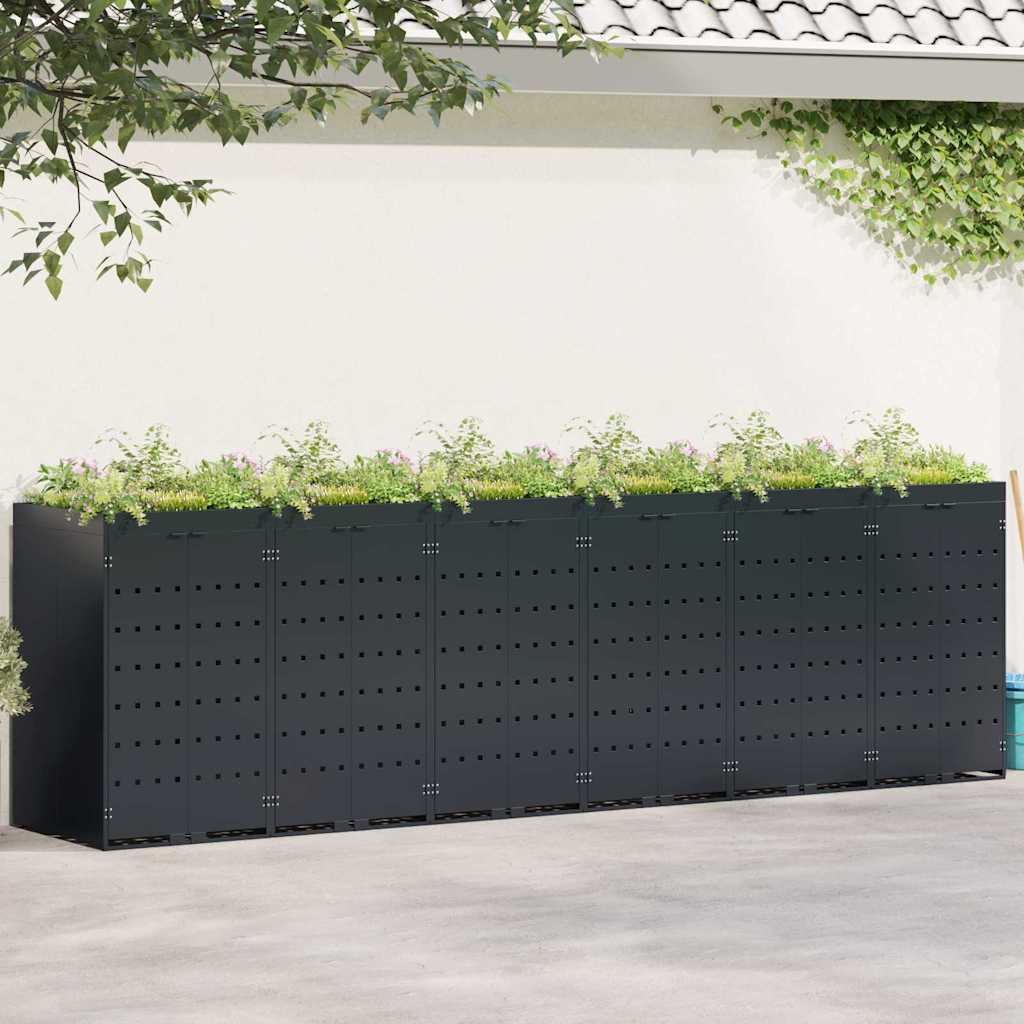 Wagenmüllbehälter Für 5 Behälter Hell 340 X 77,5 X 121,5 Cm