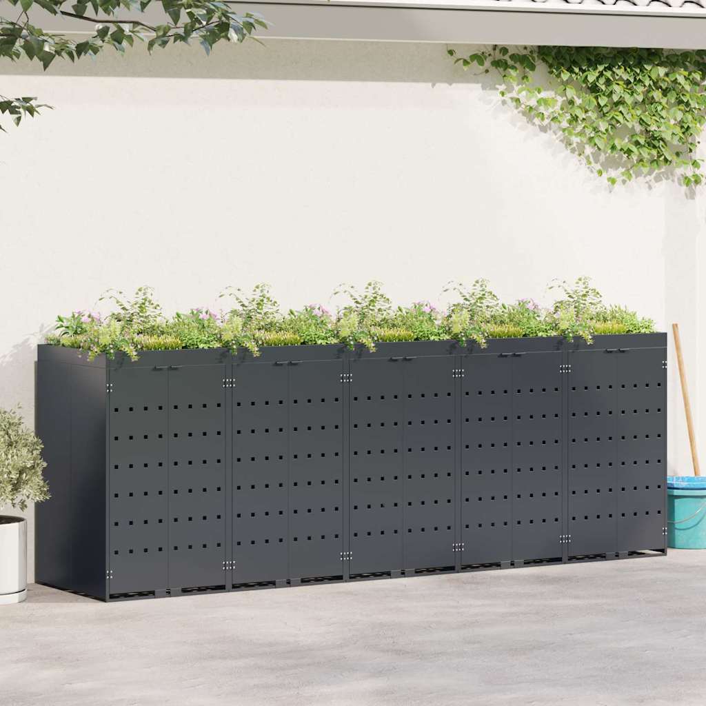 Wagenmüllbehälter Für 5 Behälter Hell 340 X 77,5 X 121,5 Cm