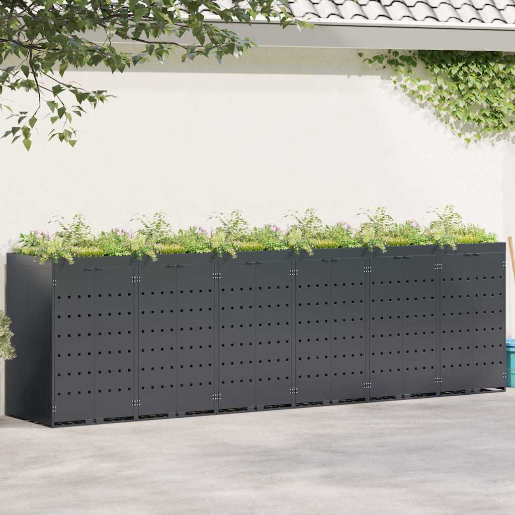 Wagenmüllbehälter Für 5 Behälter Hell 340 X 77,5 X 121,5 Cm