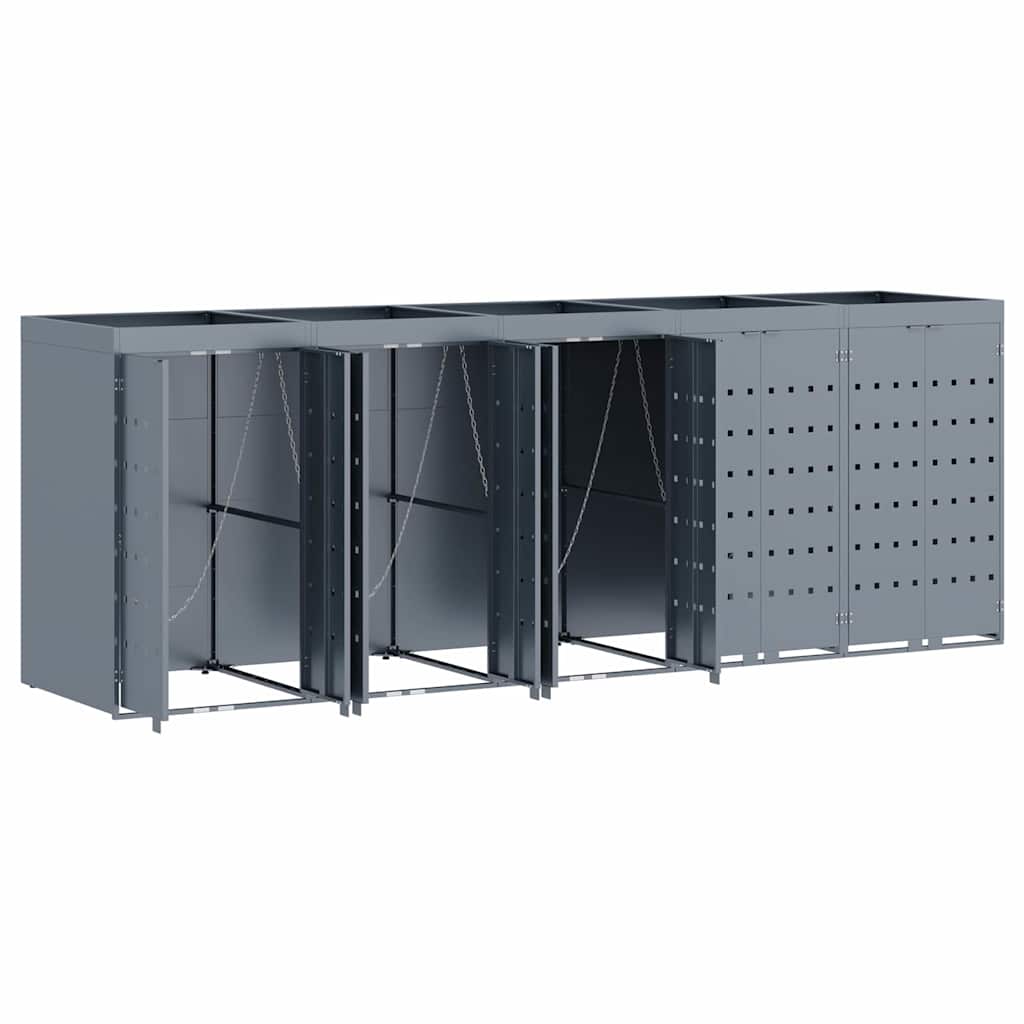 Wagenmüllbehälter Für 5 Behälter Hell 340 X 77,5 X 121,5 Cm