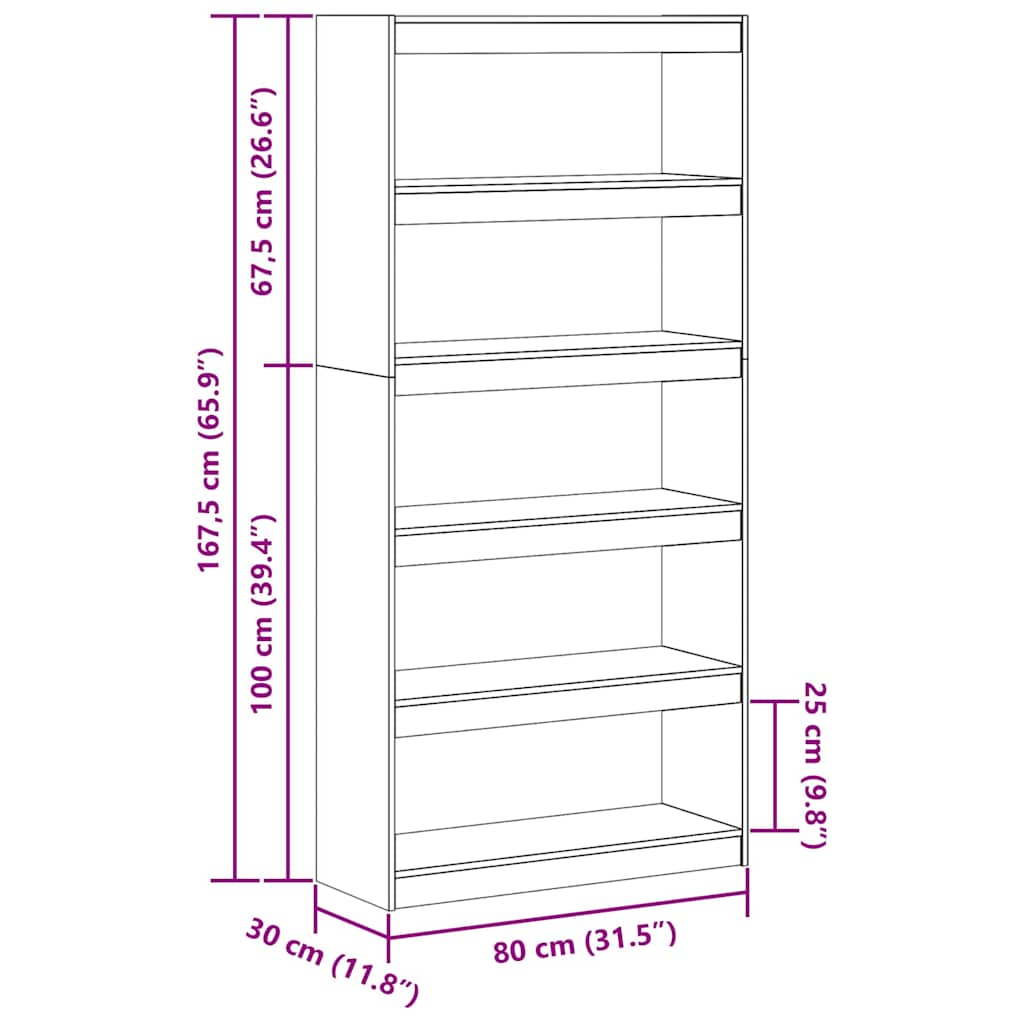 Bücherregal 80 X 30 X Massives Kiefernholz
