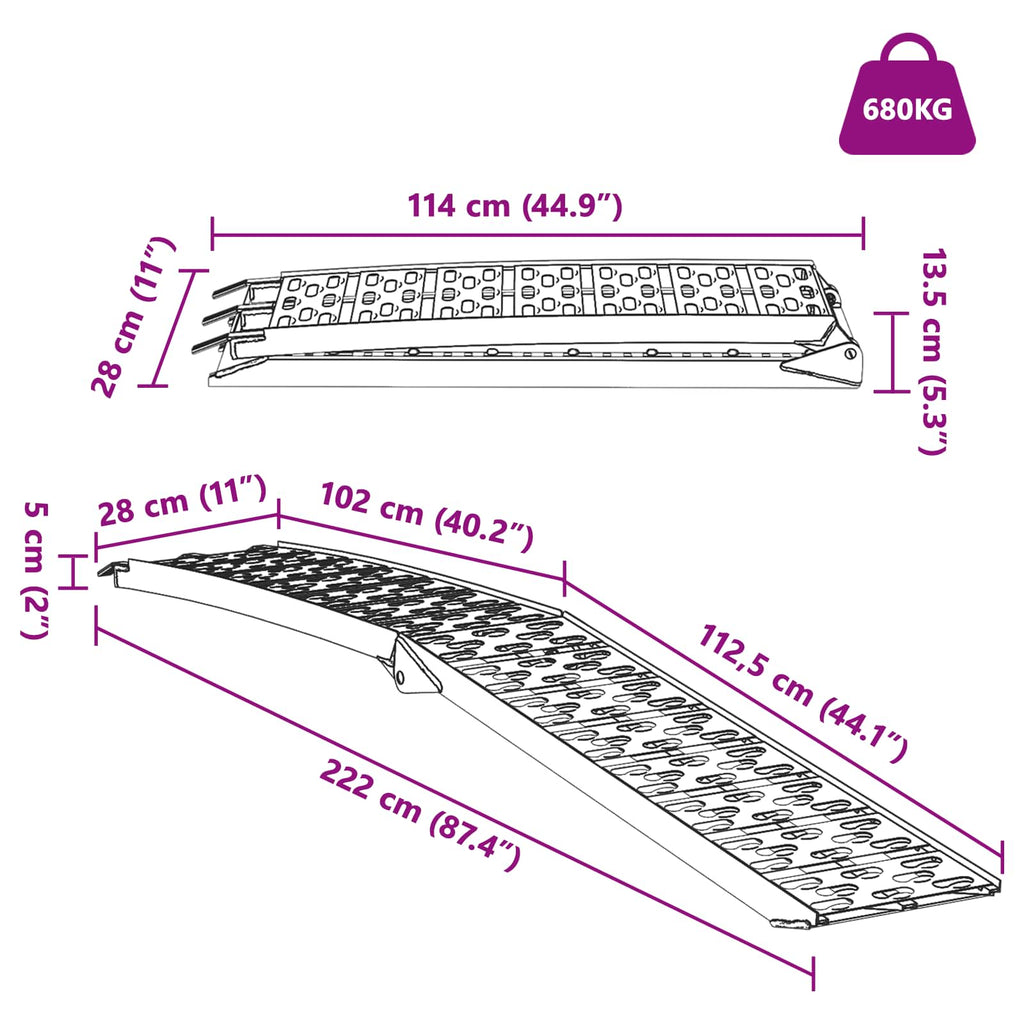 Zusammenklappbare Motorradrampe 340 Kg Pro Rampe 2 Stk.