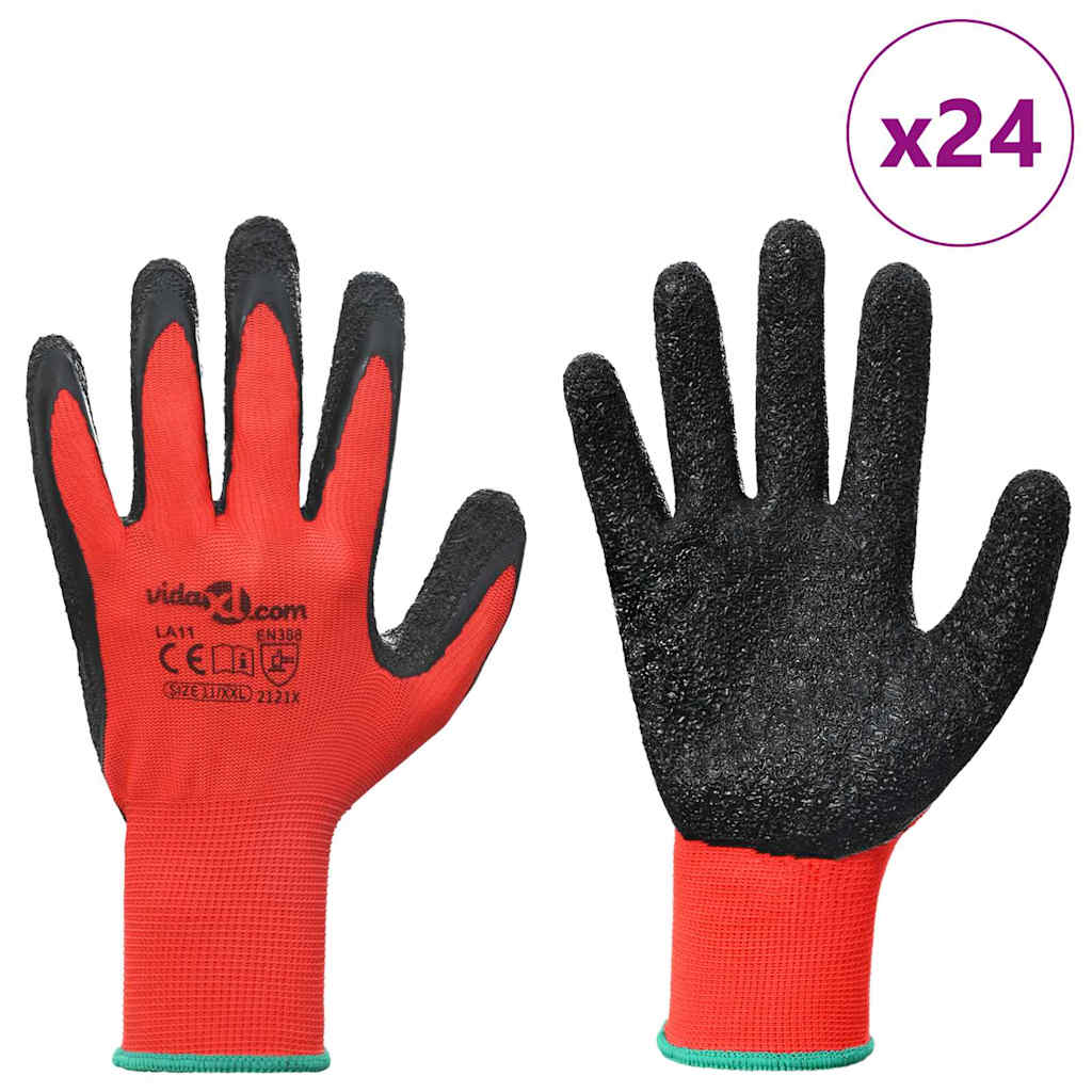 Arbeitshandschuhe 24 Pcs Rot Und Schwarz 11 / Xxl
