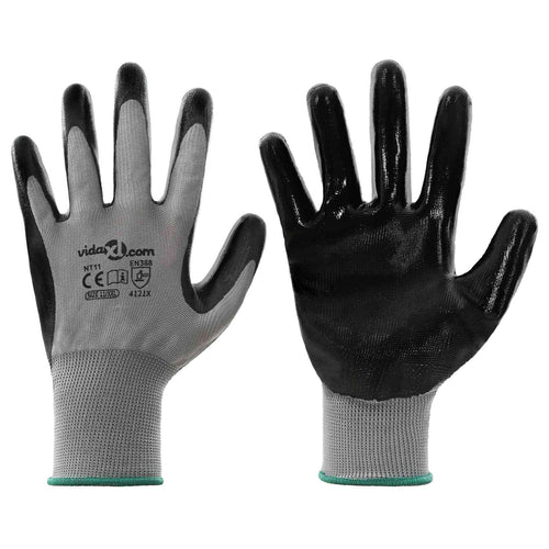 Arbeitshandschuhe 24 Pcs Grau Und Schwarz 11 / Xxl Polyester