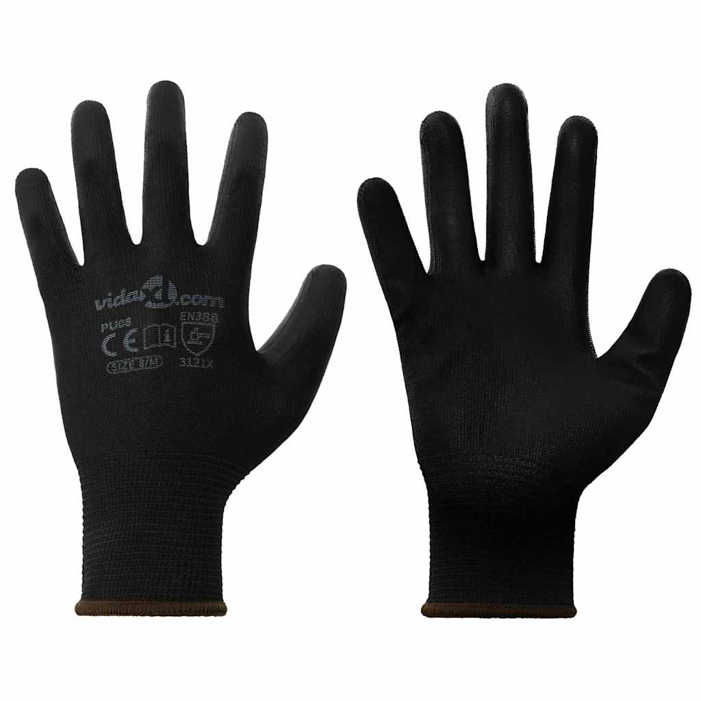 Arbeitshandschuhe 24 Pcs Schwarz 11 / Xxl Polyester