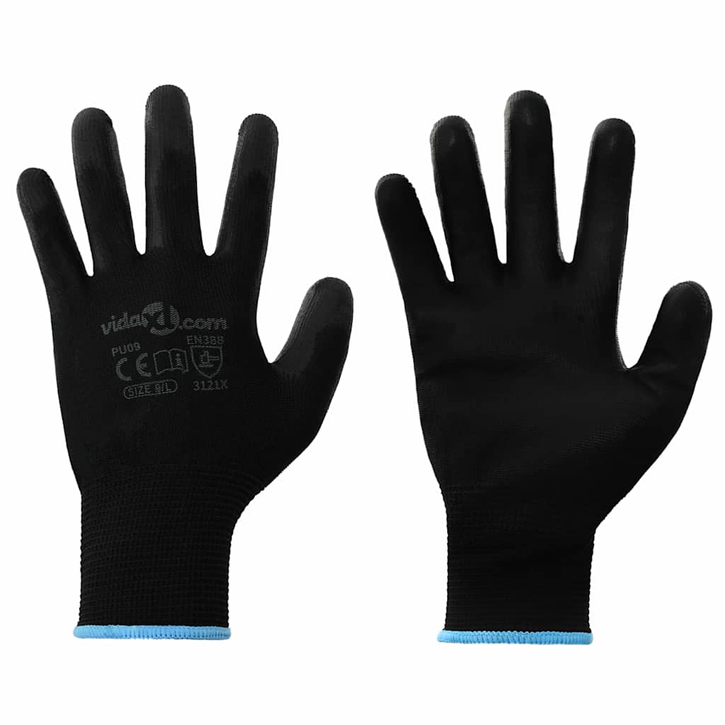 Arbeitshandschuhe 24 Pcs Schwarz 11 / Xxl Polyester
