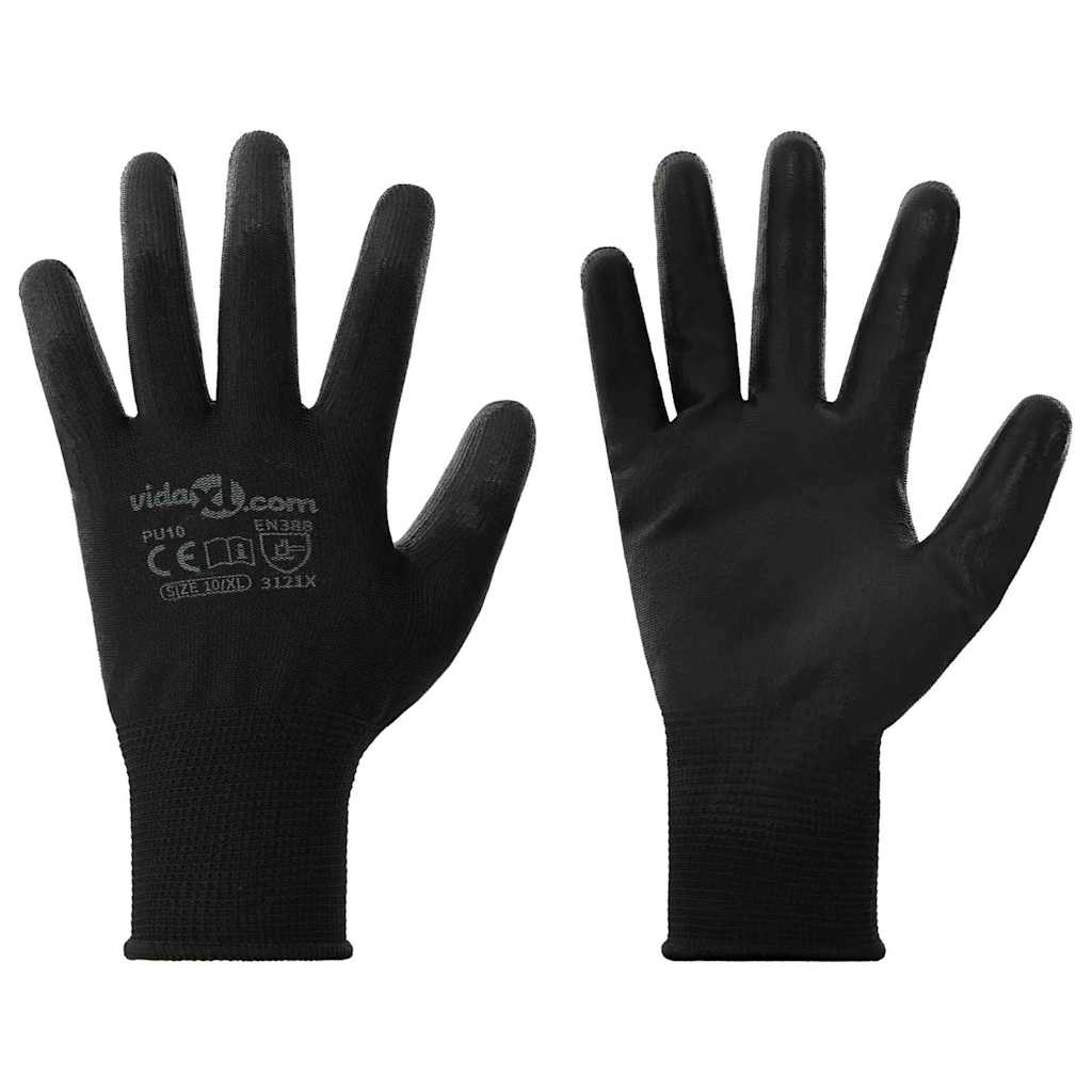 Arbeitshandschuhe 24 Pcs Schwarz 11 / Xxl Polyester