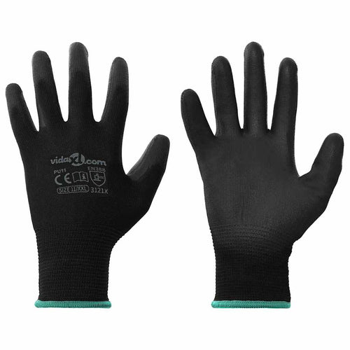 Arbeitshandschuhe 24 Pcs Schwarz 11 / Xxl Polyester