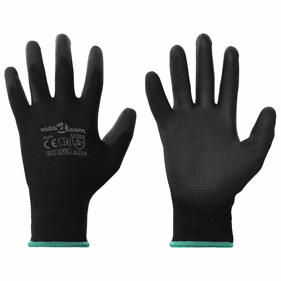 Arbeitshandschuhe 24 Pcs Schwarz 11 / Xxl Polyester