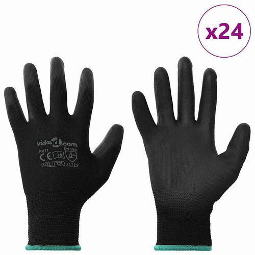 Arbeitshandschuhe 24 Pcs Schwarz 11 / Xxl Polyester