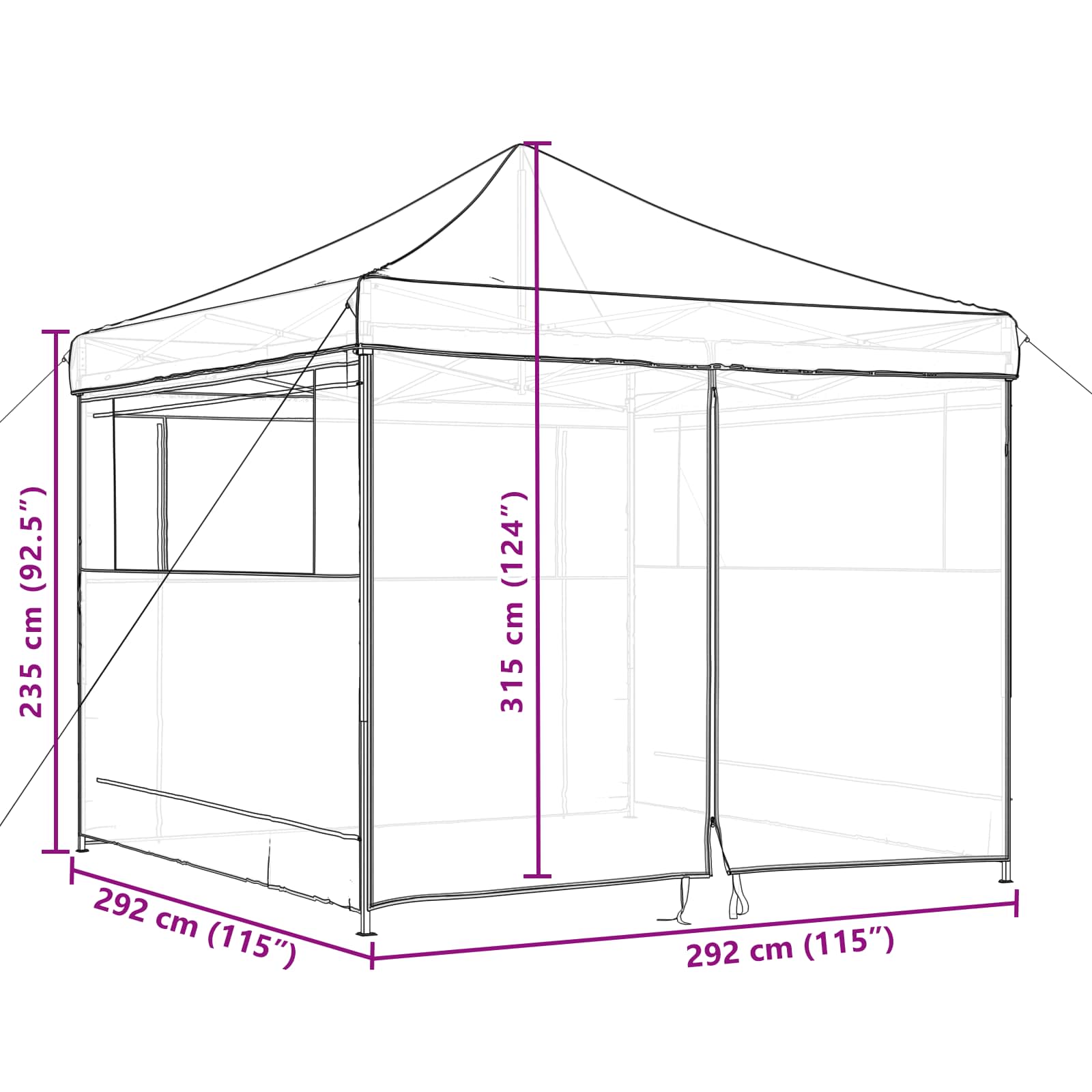 Party-Zelt 292 X 292 X 315 Cm Oxford-Stoff