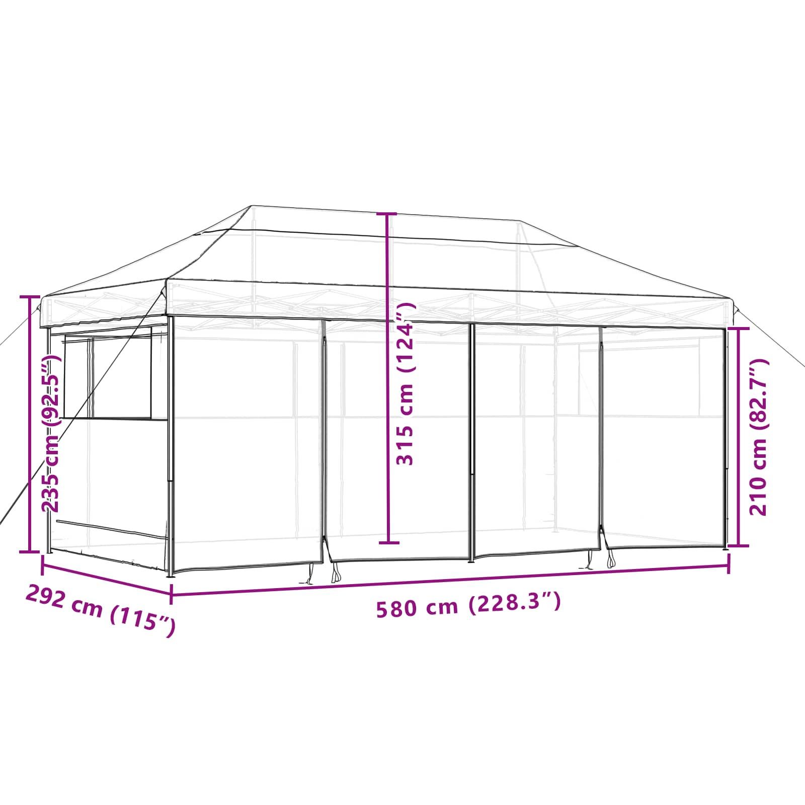Party-Zelt 292 X 580 X 315 Cm Oxford-Stoff