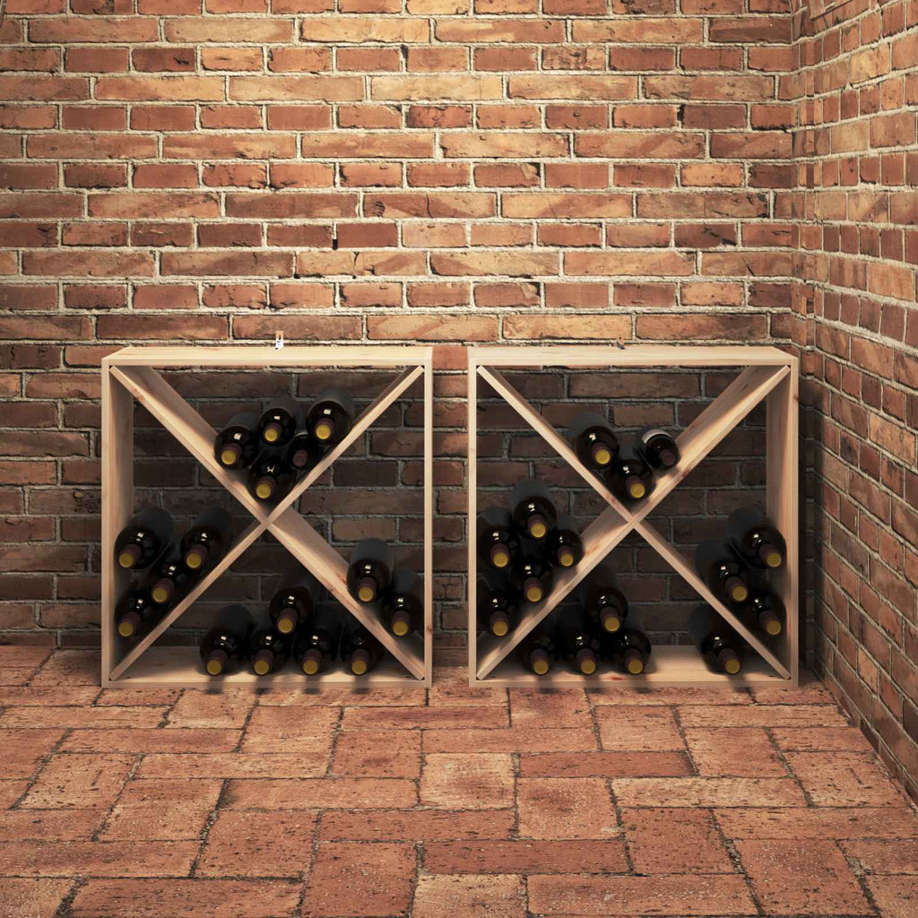 Weinregal 2 Pcs 62 X 25 X 62 Cm Massives Kiefernholz