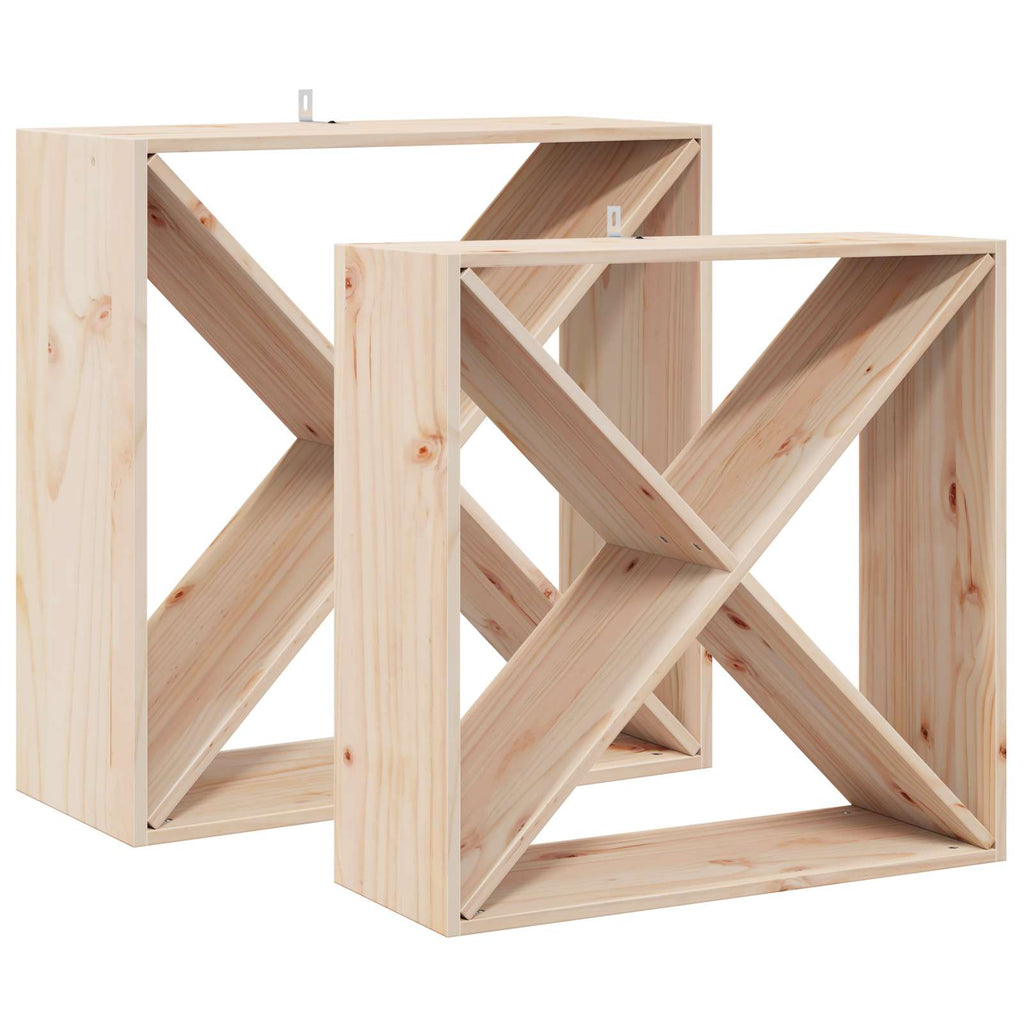 Weinregal 2 Pcs 62 X 25 X 62 Cm Massives Kiefernholz