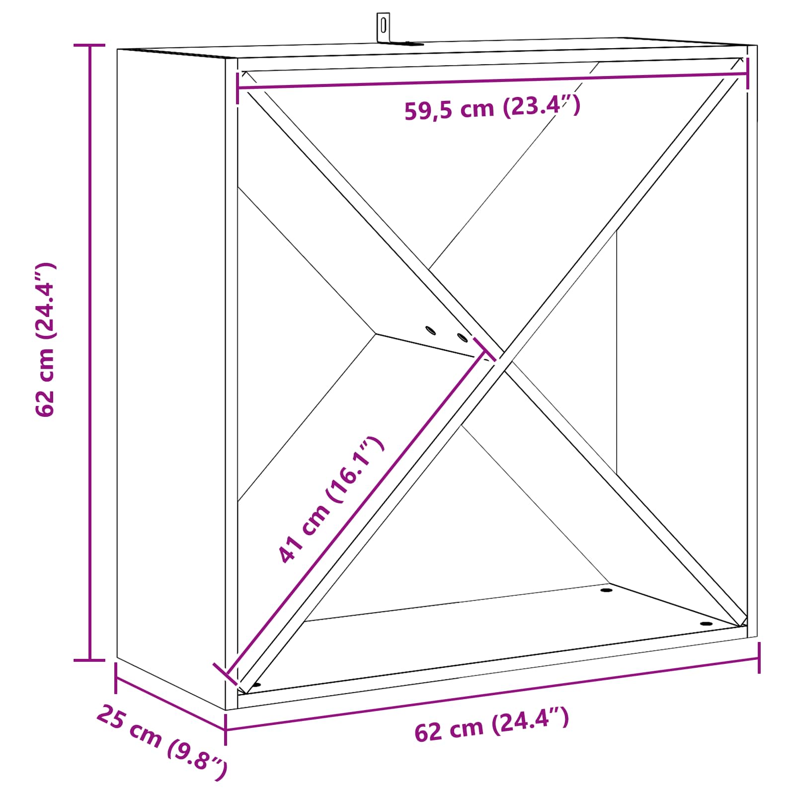 Weinregal 2 Pcs 62 X 25 X 62 Cm Massives Kiefernholz