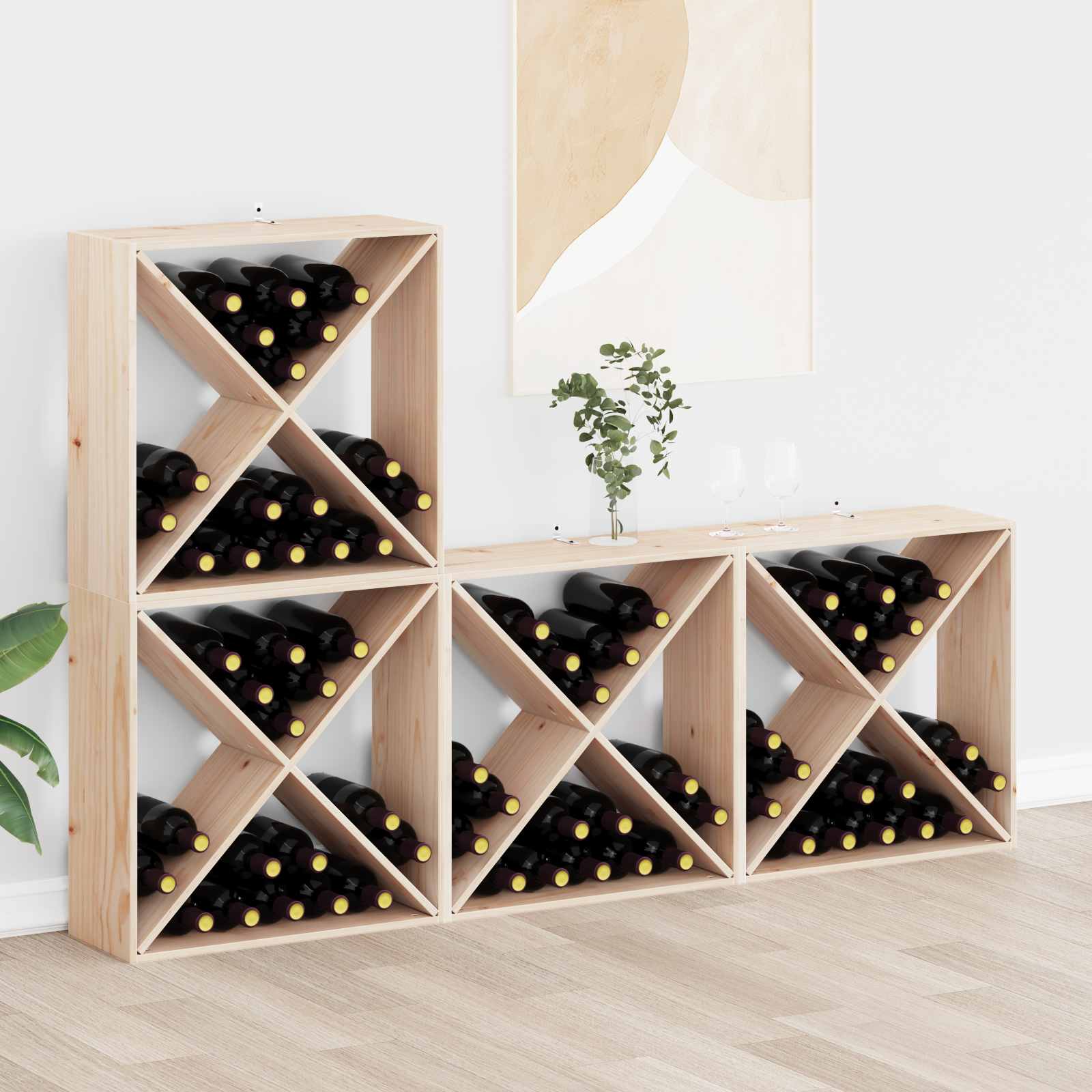 Weinregal 4 Pcs 62 X 25 X 62 Cm Massives Kiefernholz