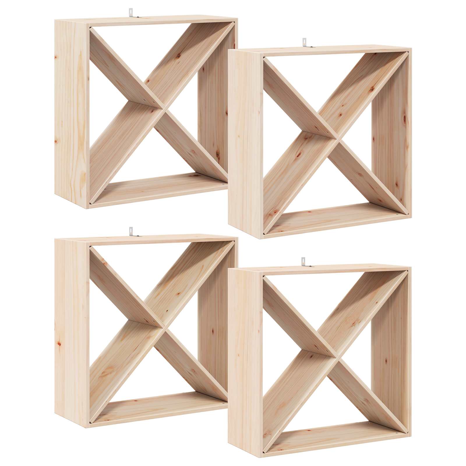 Weinregal 4 Pcs 62 X 25 X 62 Cm Massives Kiefernholz