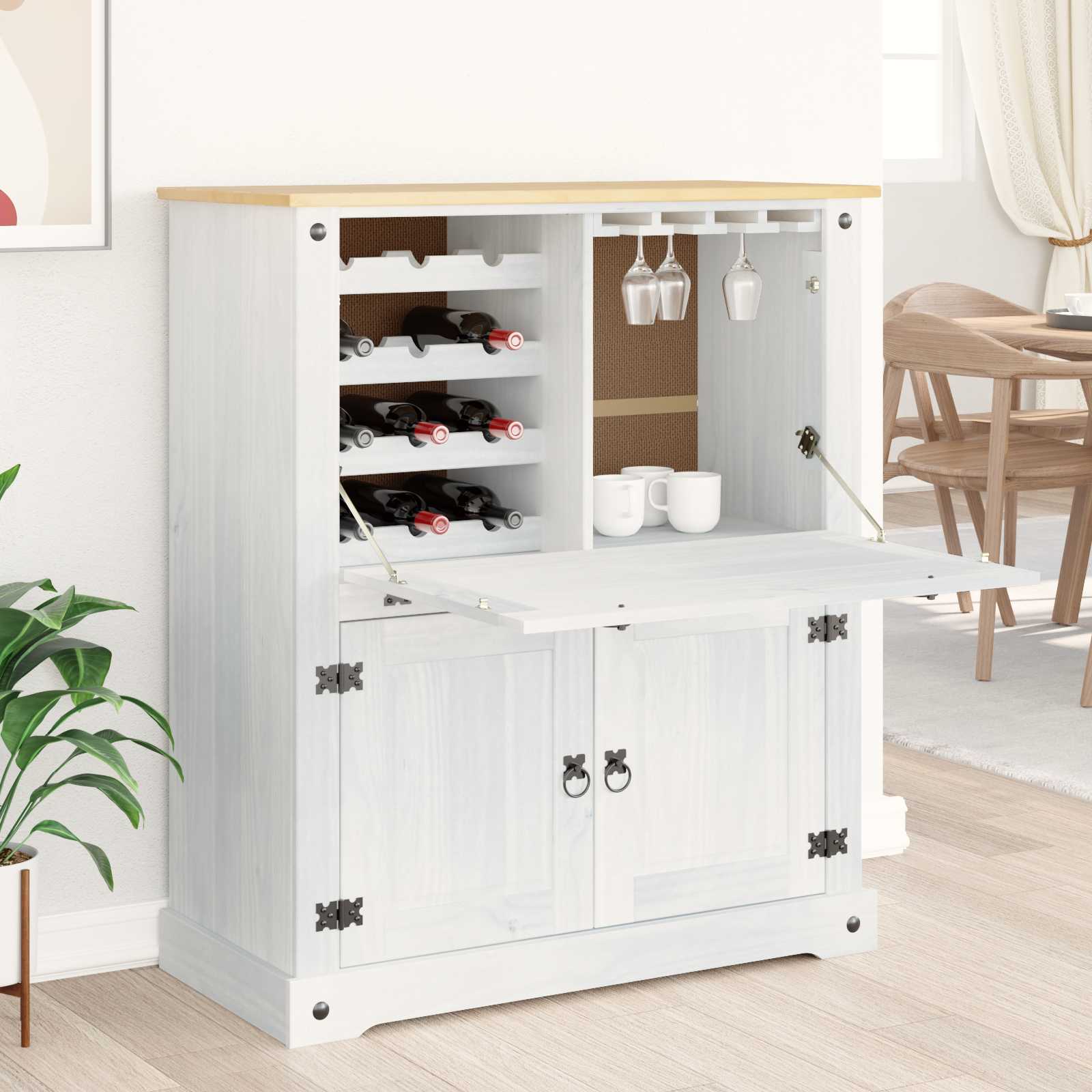 Weinschrank Corona 97X45X114 Cm Massivholz Kiefer