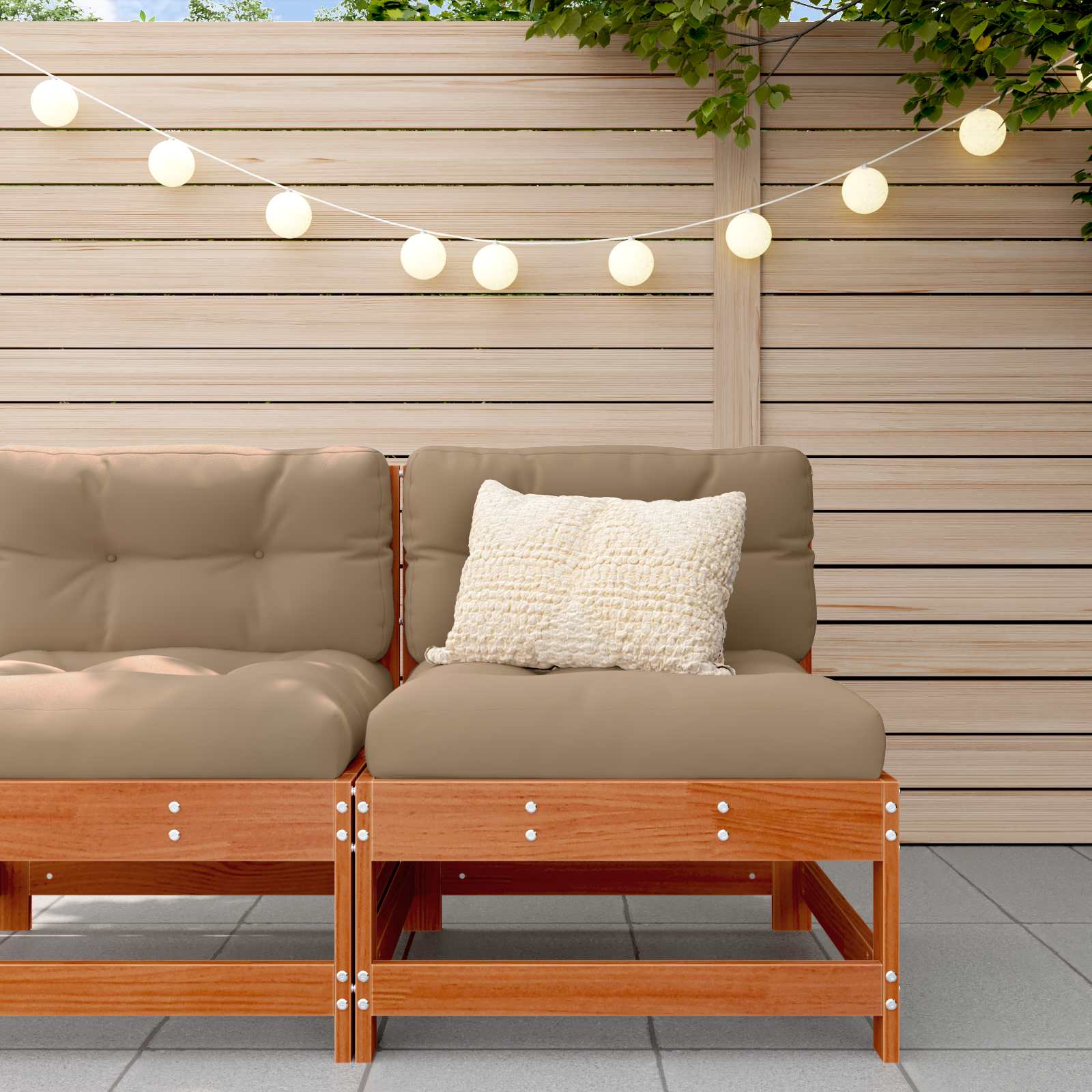 2 Stück Gartenecksofa Massives Kiefernholz Wachsbraun
