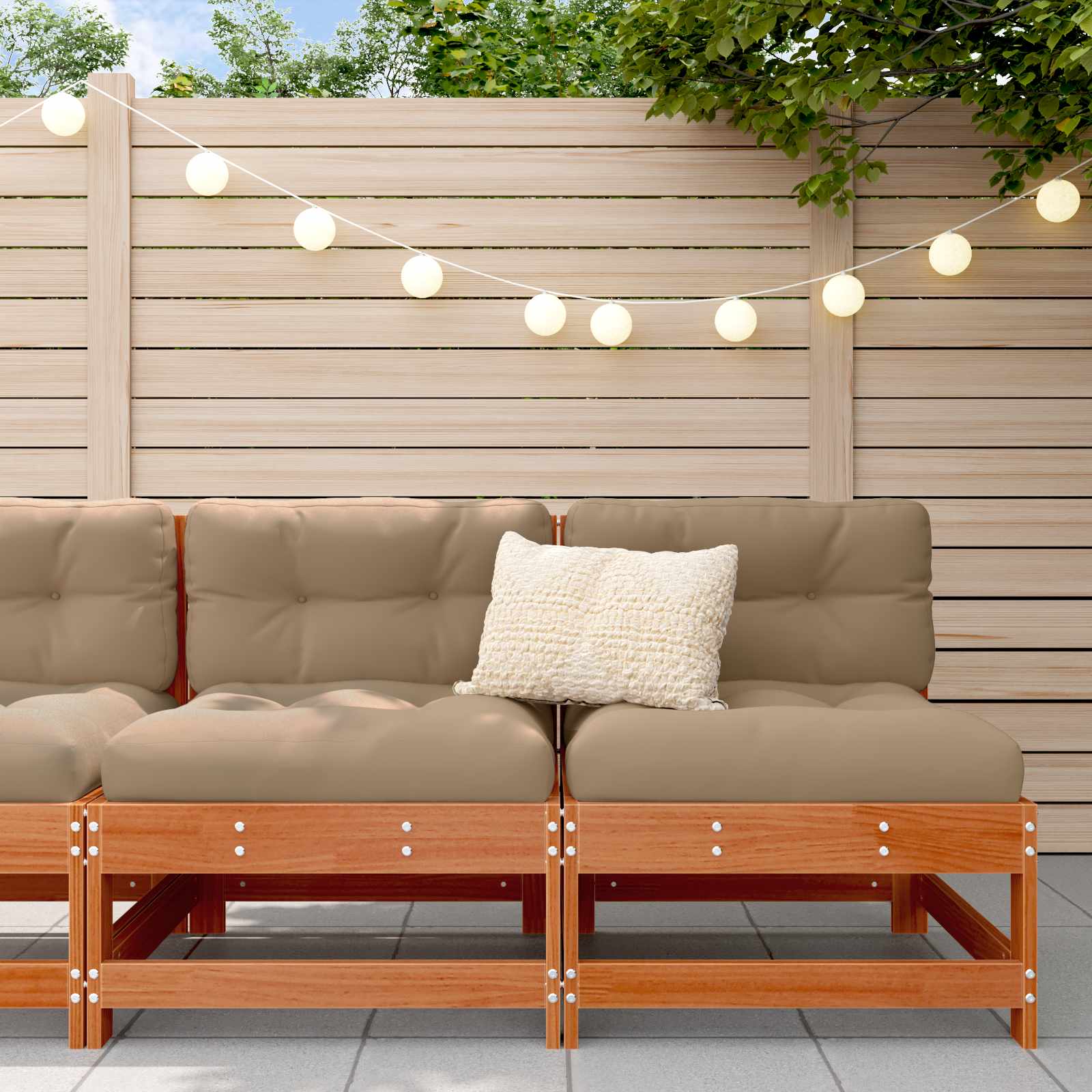 2 Stück Gartenecksofa Massives Kiefernholz Wachsbraun