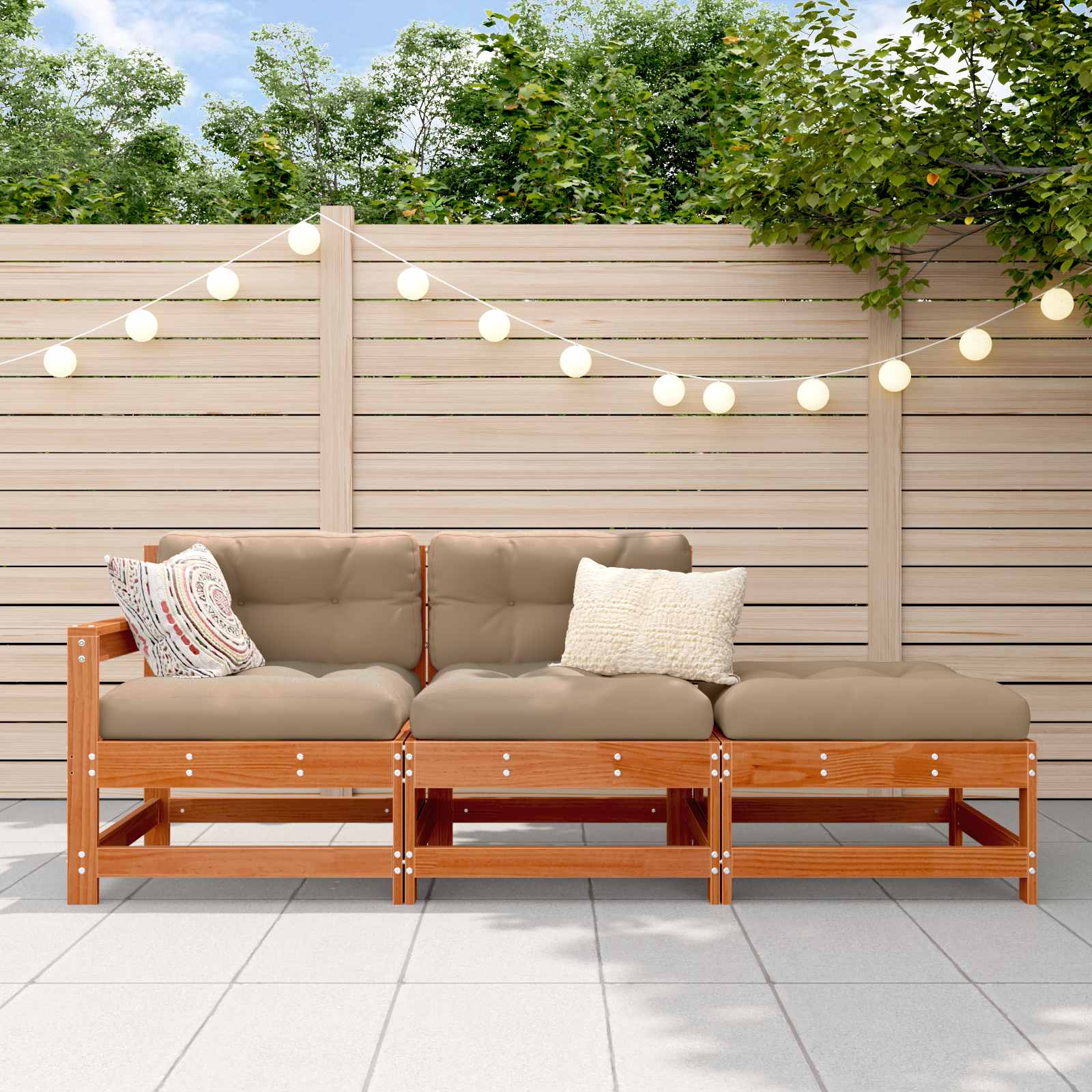 2 Stück Gartenecksofa Massives Kiefernholz Wachsbraun
