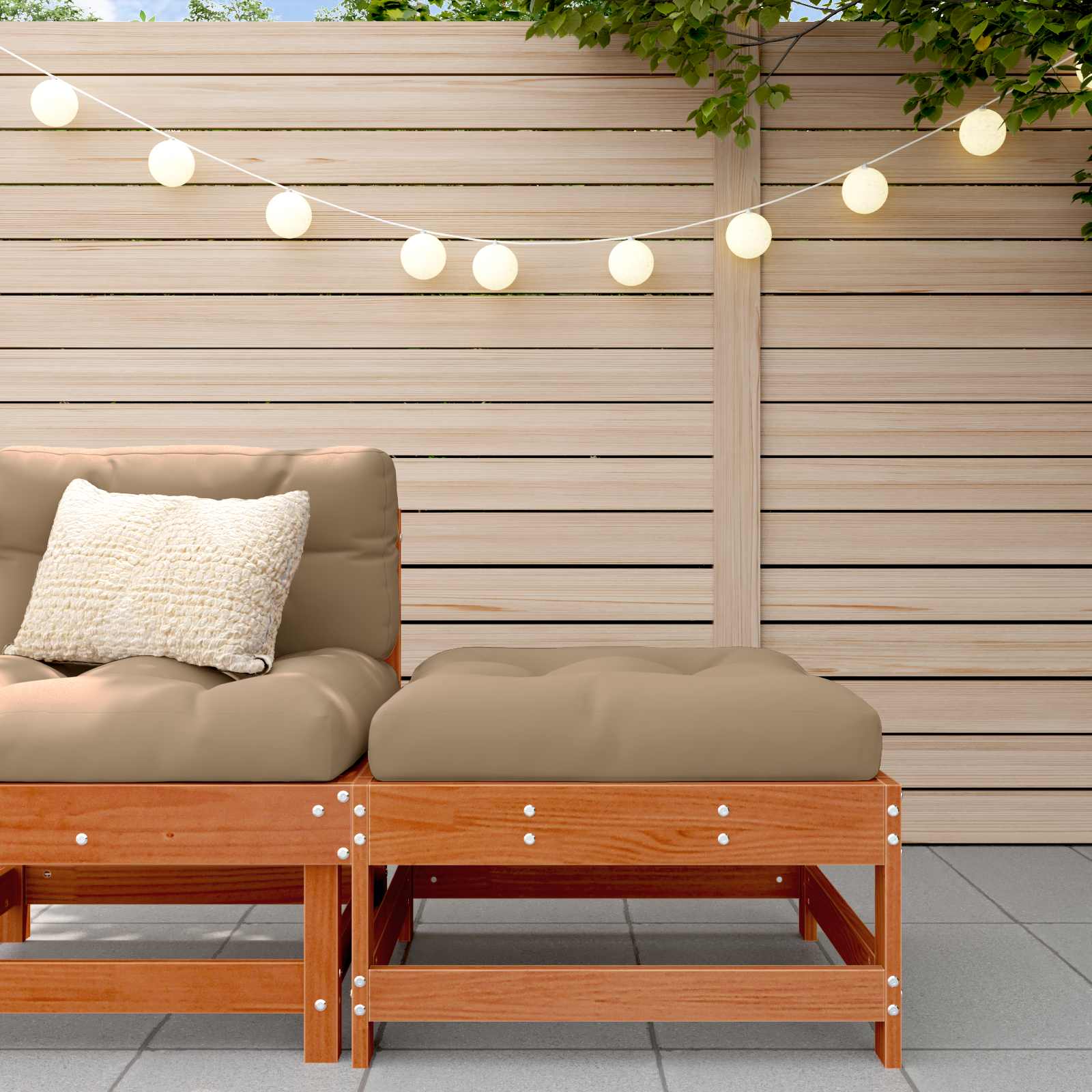 2 Stück Gartenecksofa Massives Kiefernholz Wachsbraun