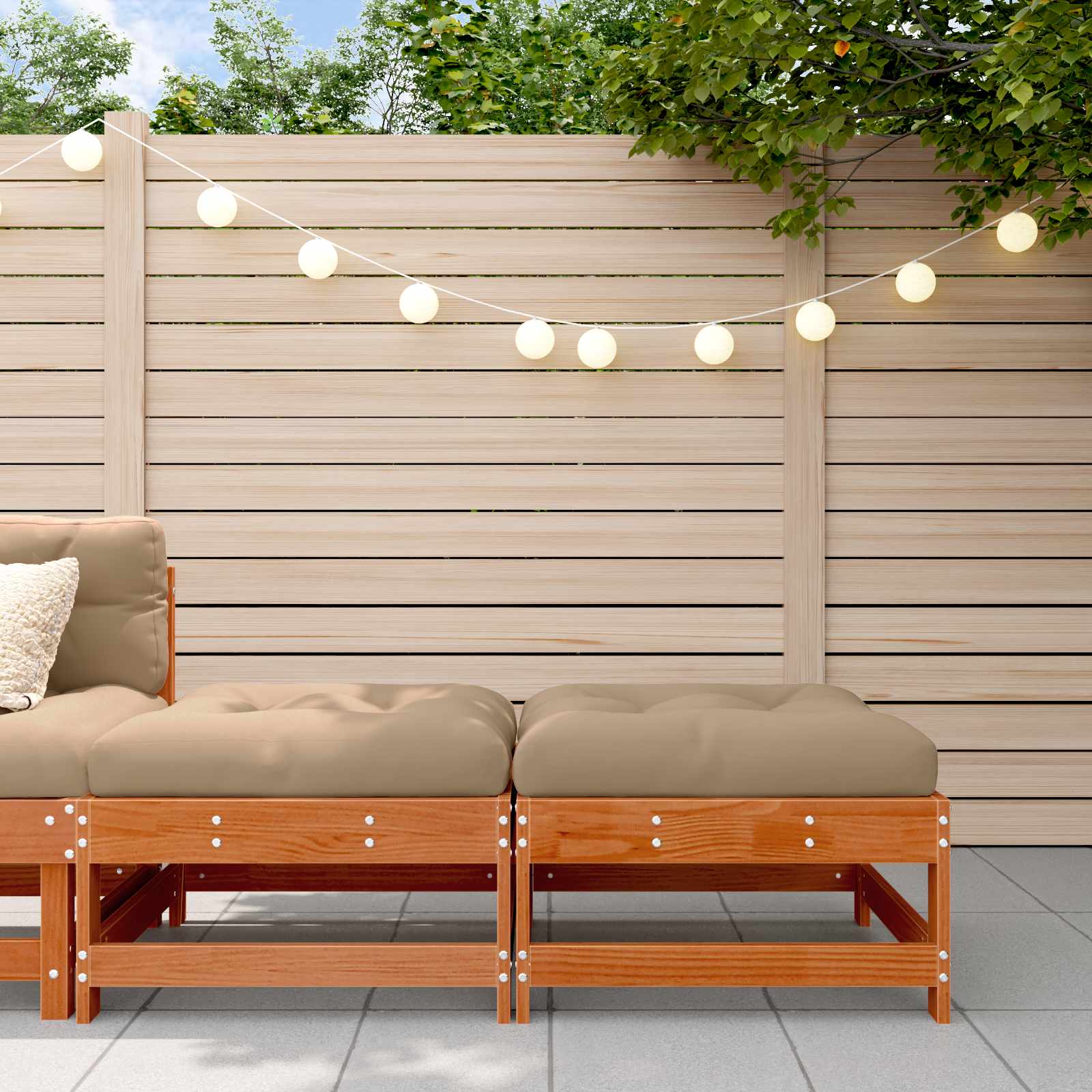 2 Stück Gartenecksofa Massives Kiefernholz Wachsbraun