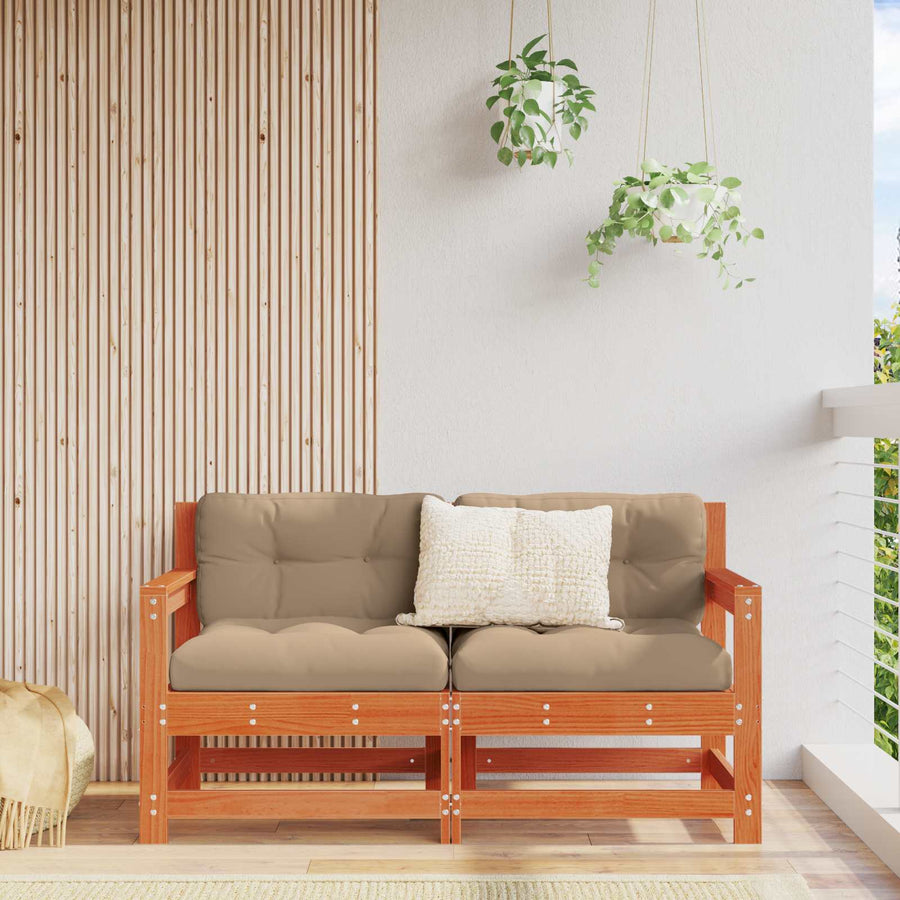2 Stück Gartenecksofa Massives Kiefernholz Wachsbraun