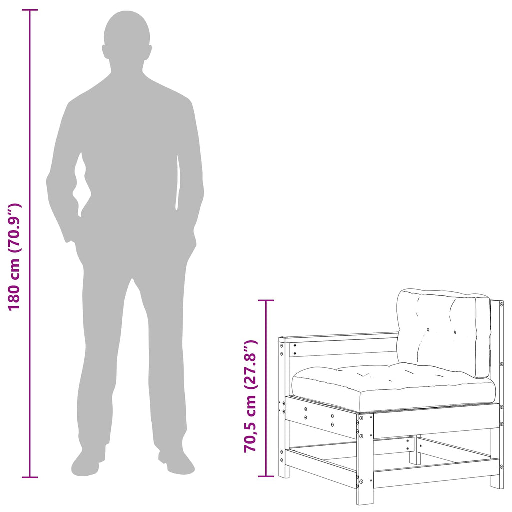 2 Stück Gartenecksofa Massives Kiefernholz Wachsbraun
