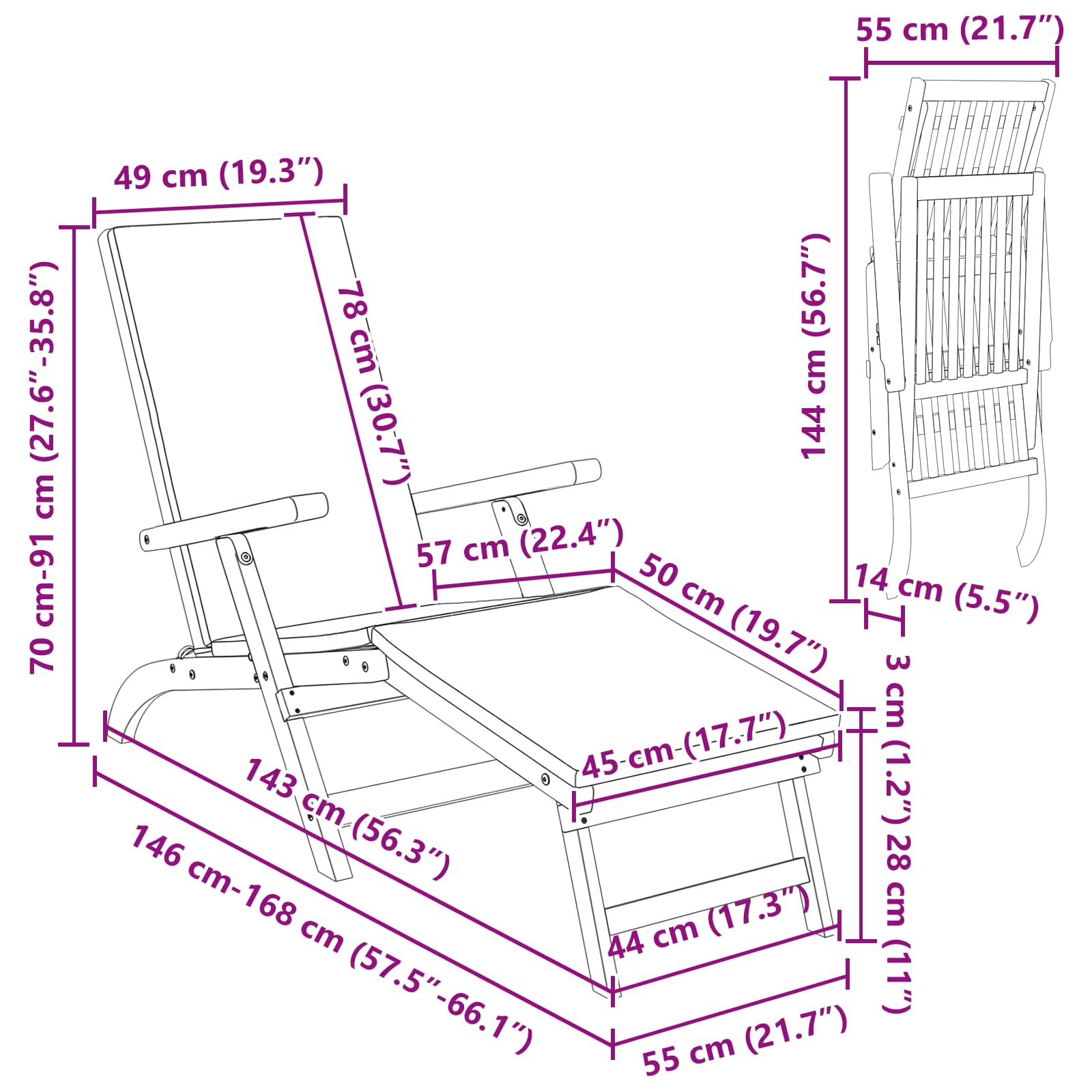 Liegestuhl Zum Verstellen Und Klappen 3 Pcs
