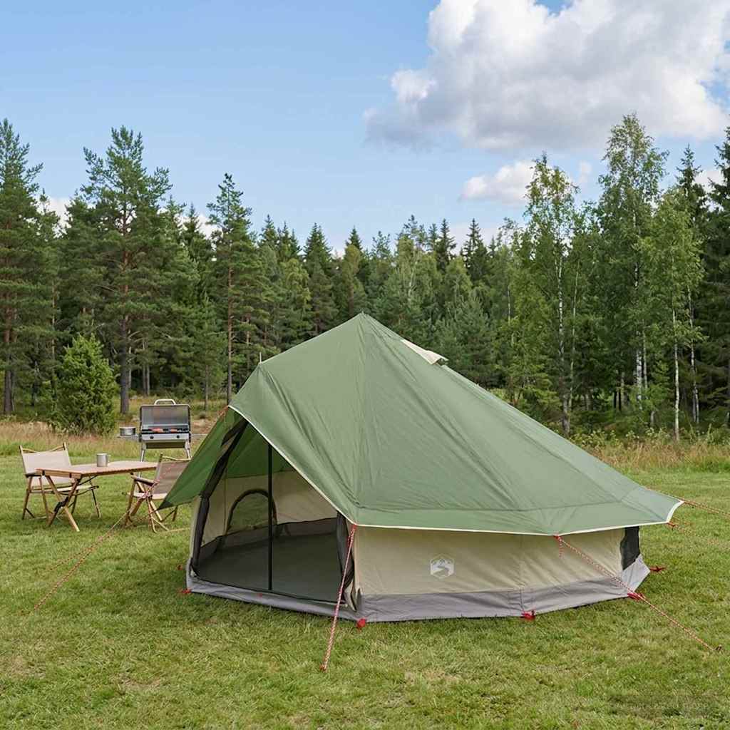 Tipi Zelt 4 Personen Braun Grau Polyester Und Stahl