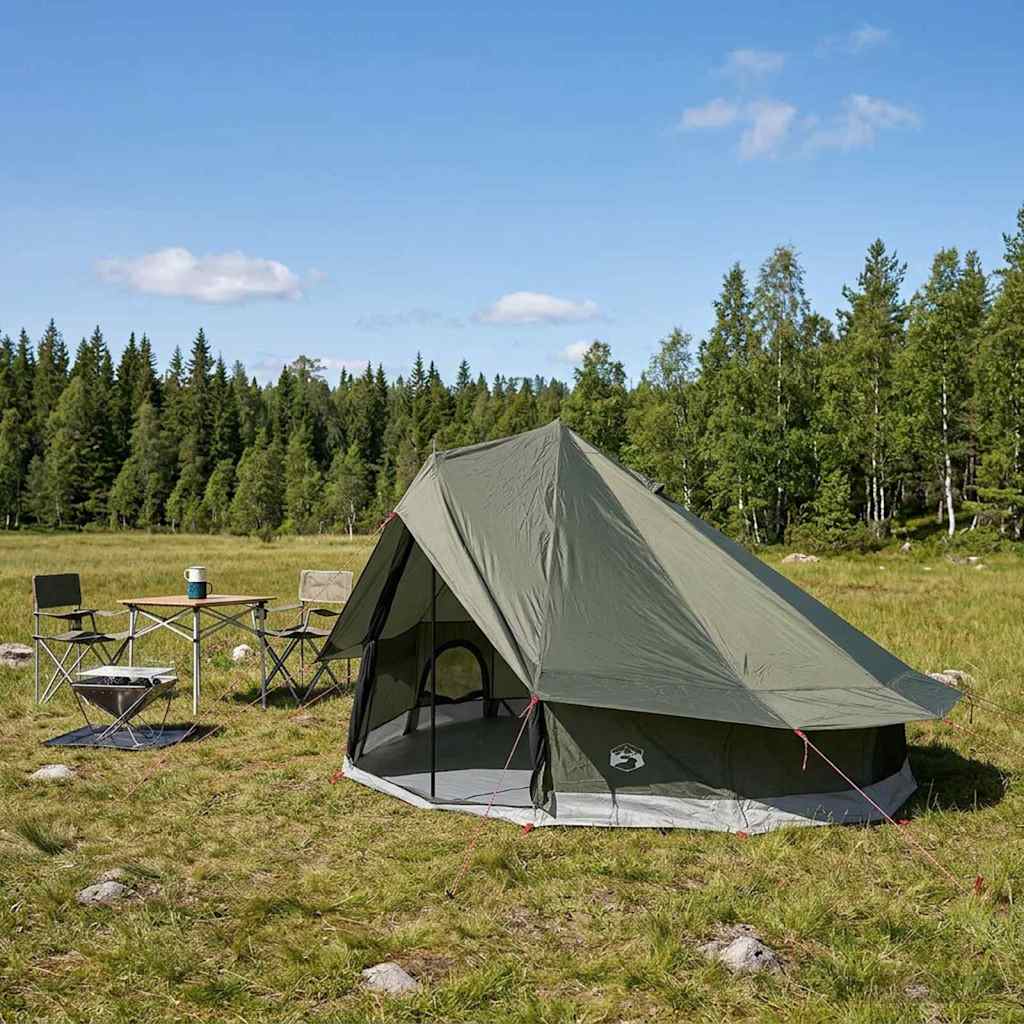 Tipi Zelt 4 Personen Braun Grau Polyester Und Stahl