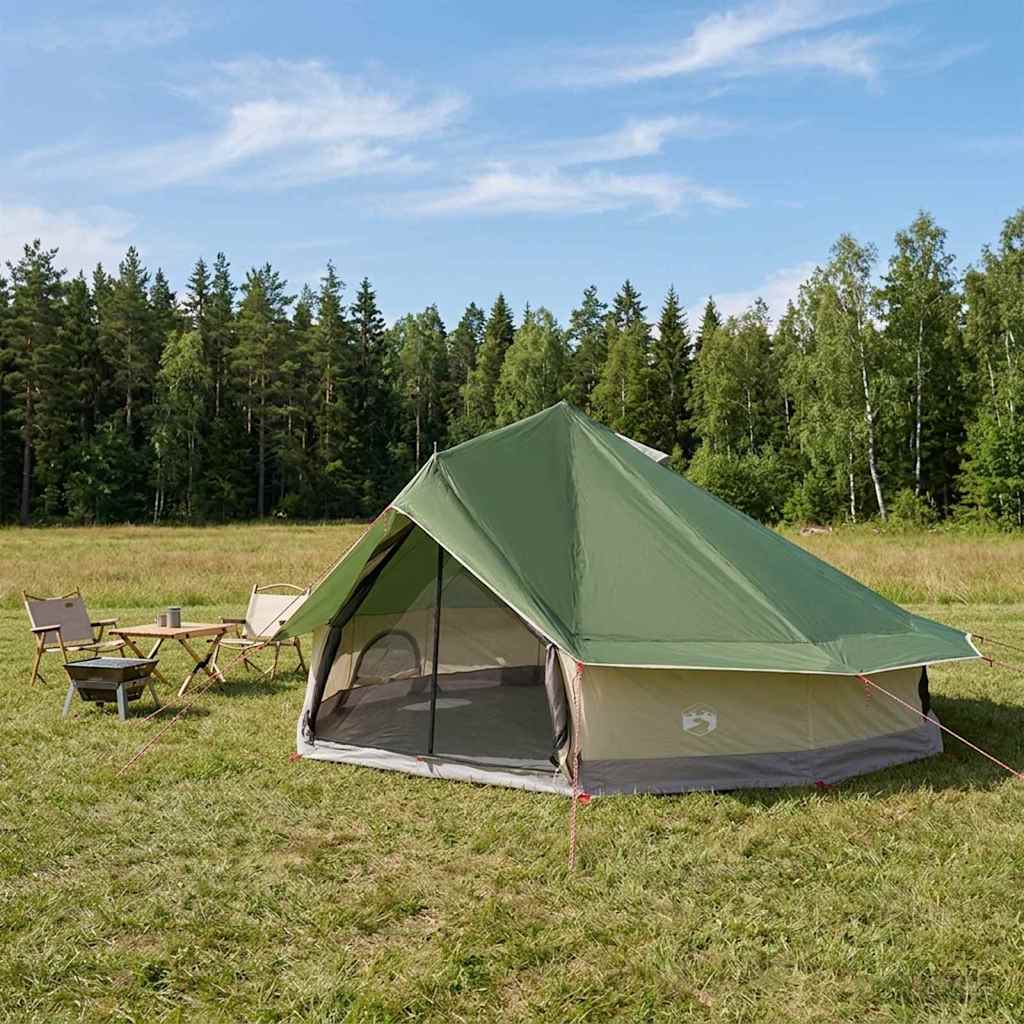 Tipi Zelt 4 Personen Braun Grau Polyester Und Stahl
