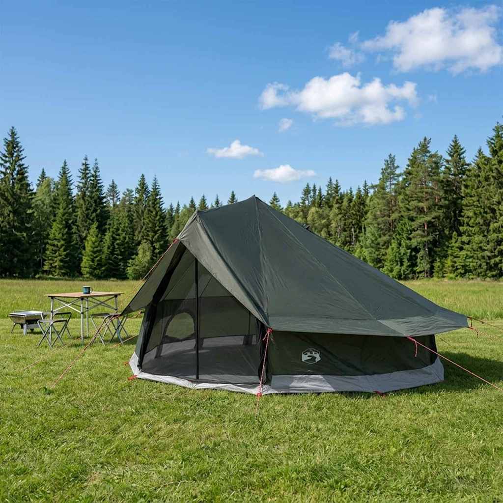 Tipi Zelt 4 Personen Braun Grau Polyester Und Stahl