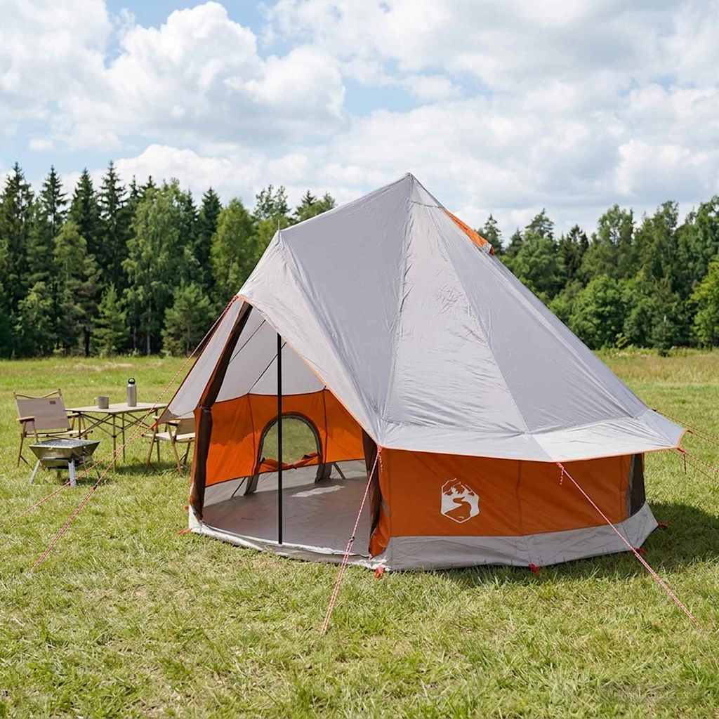Tipi Zelt 4 Personen Braun Grau Polyester Und Stahl