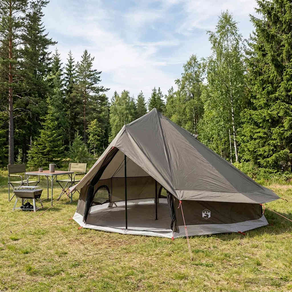 Tipi Zelt 4 Personen Braun Grau Polyester Und Stahl