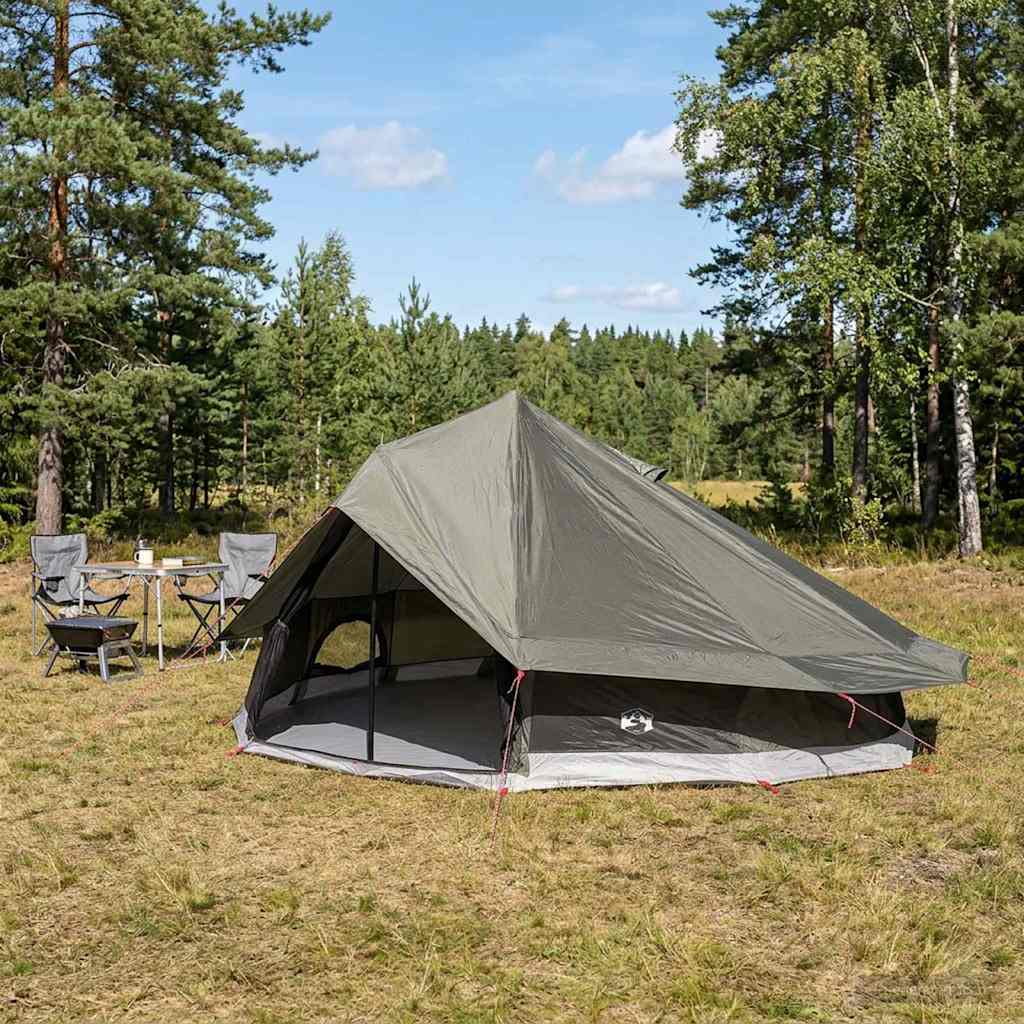 Tipi Zelt 4 Personen Braun Grau Polyester Und Stahl