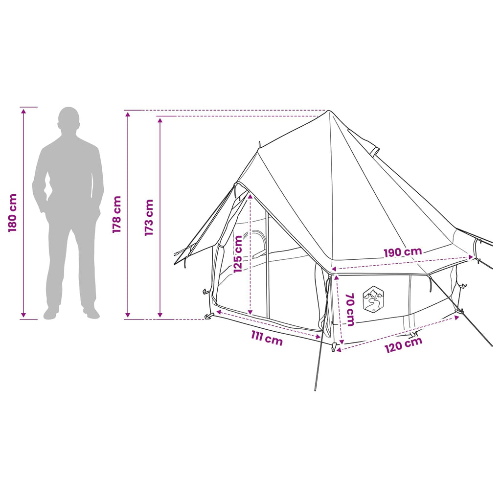 Tipi Zelt 4 Personen Braun Grau Polyester Und Stahl