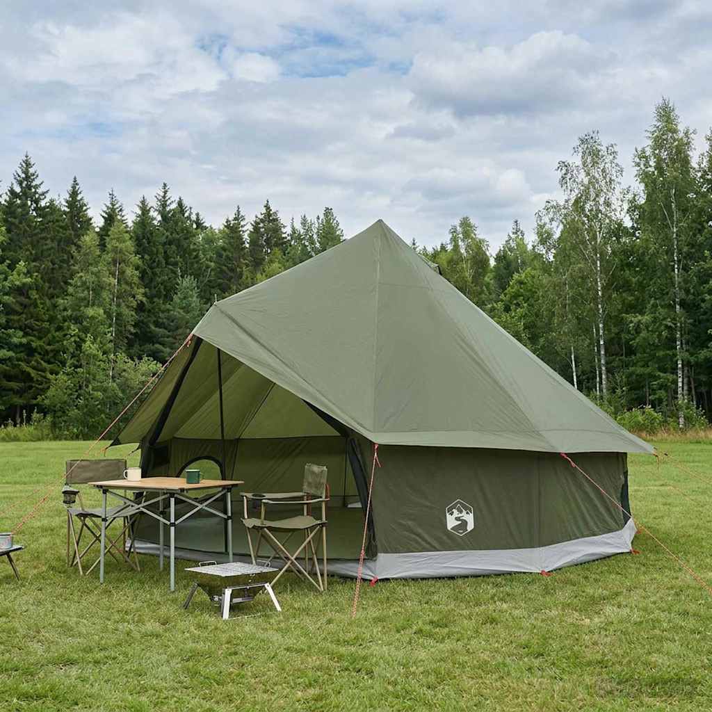Tipi Zelt 4 Personen Braun Grau Polyester Und Stahl