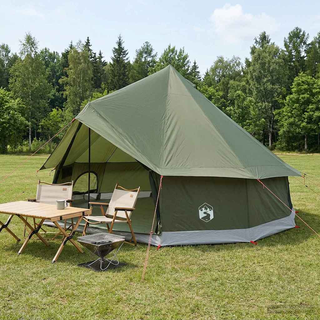 Tipi Zelt 4 Personen Braun Grau Polyester Und Stahl