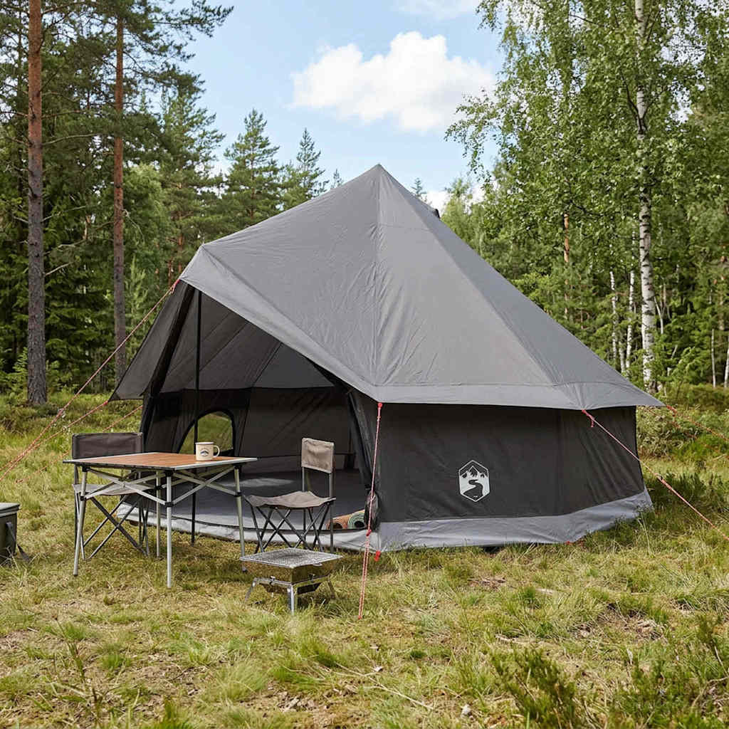 Tipi Zelt 4 Personen Braun Grau Polyester Und Stahl